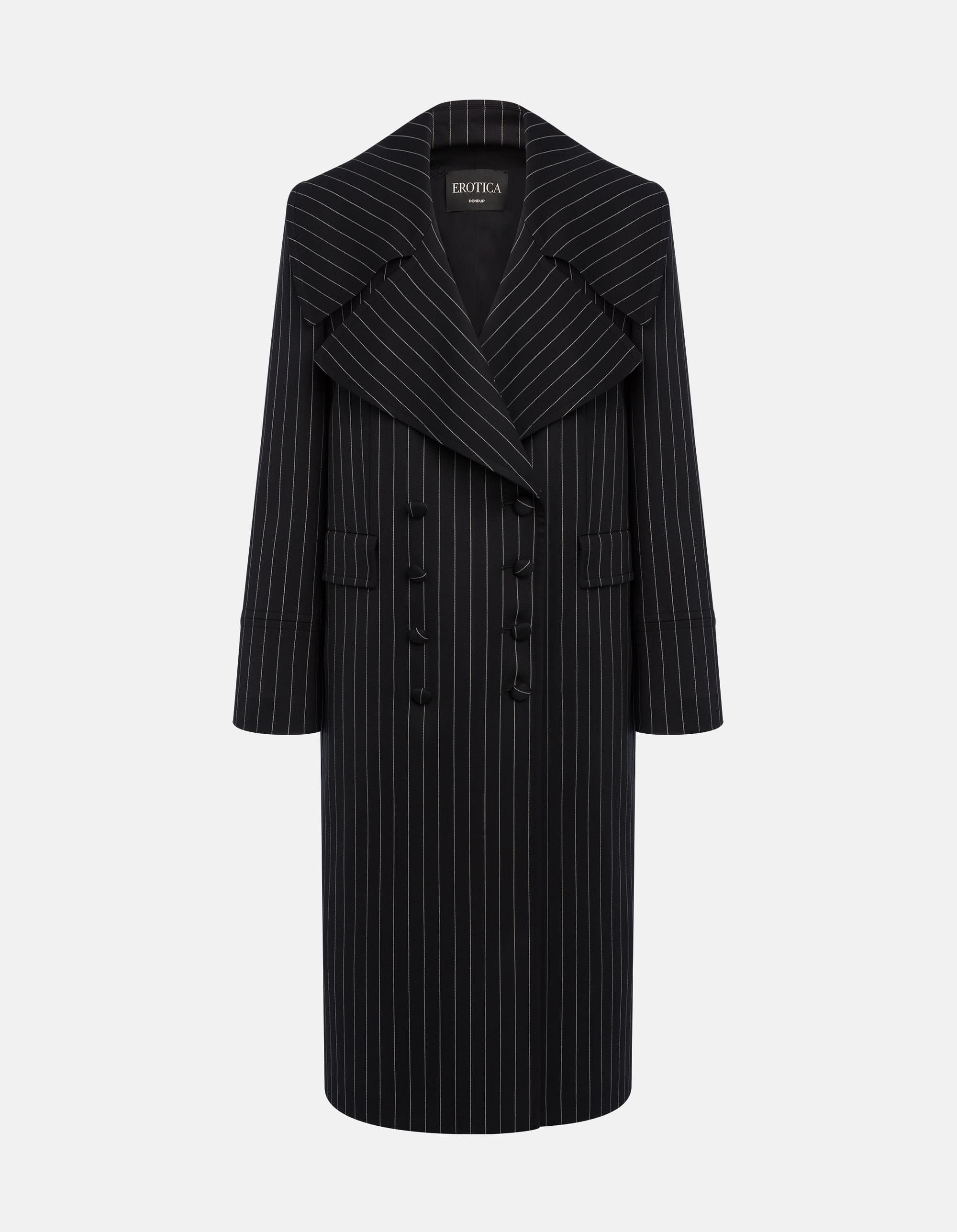 Double-breasted coat in pinstripe fresh wool