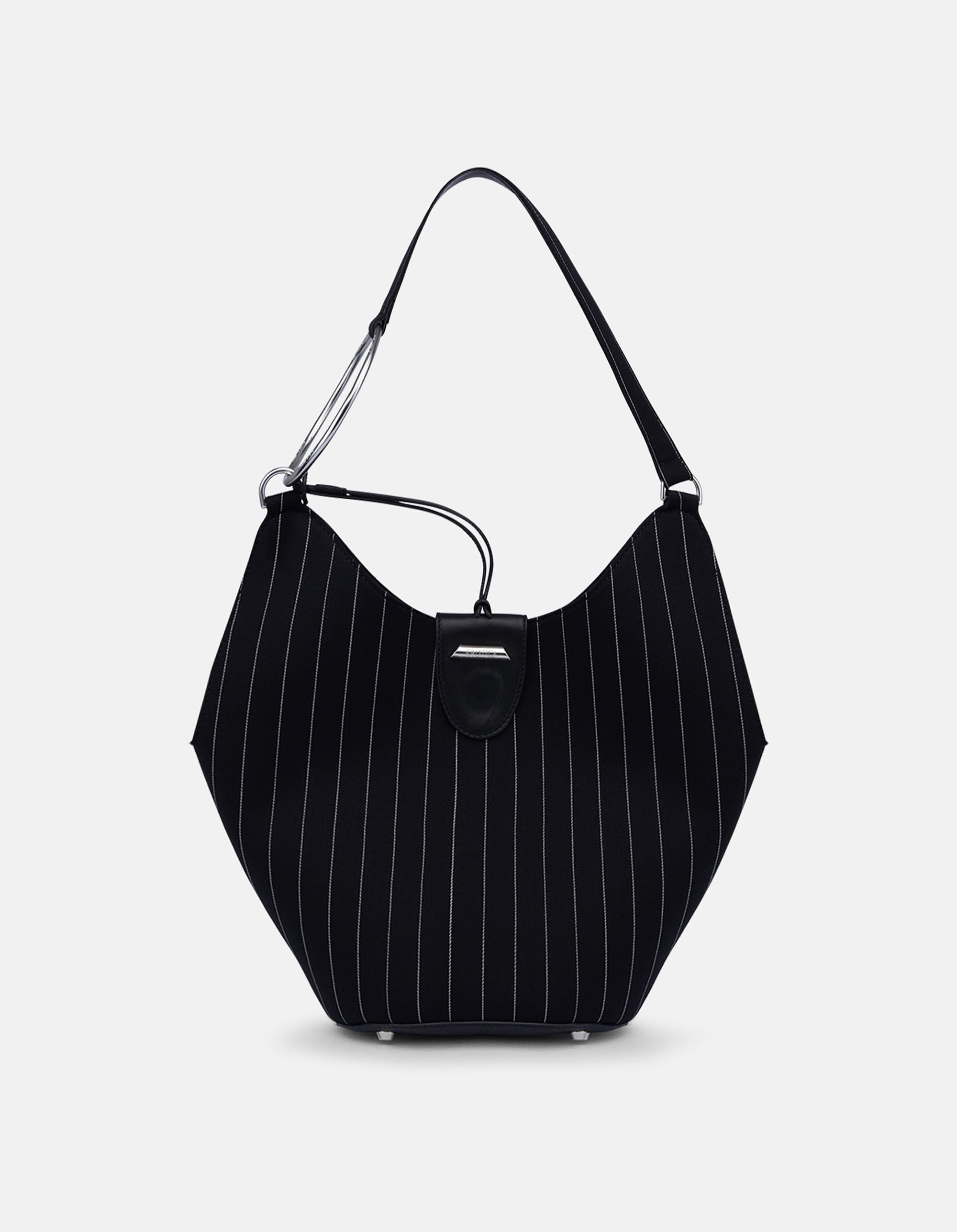 Small hobo in pinstripe fresh wool
