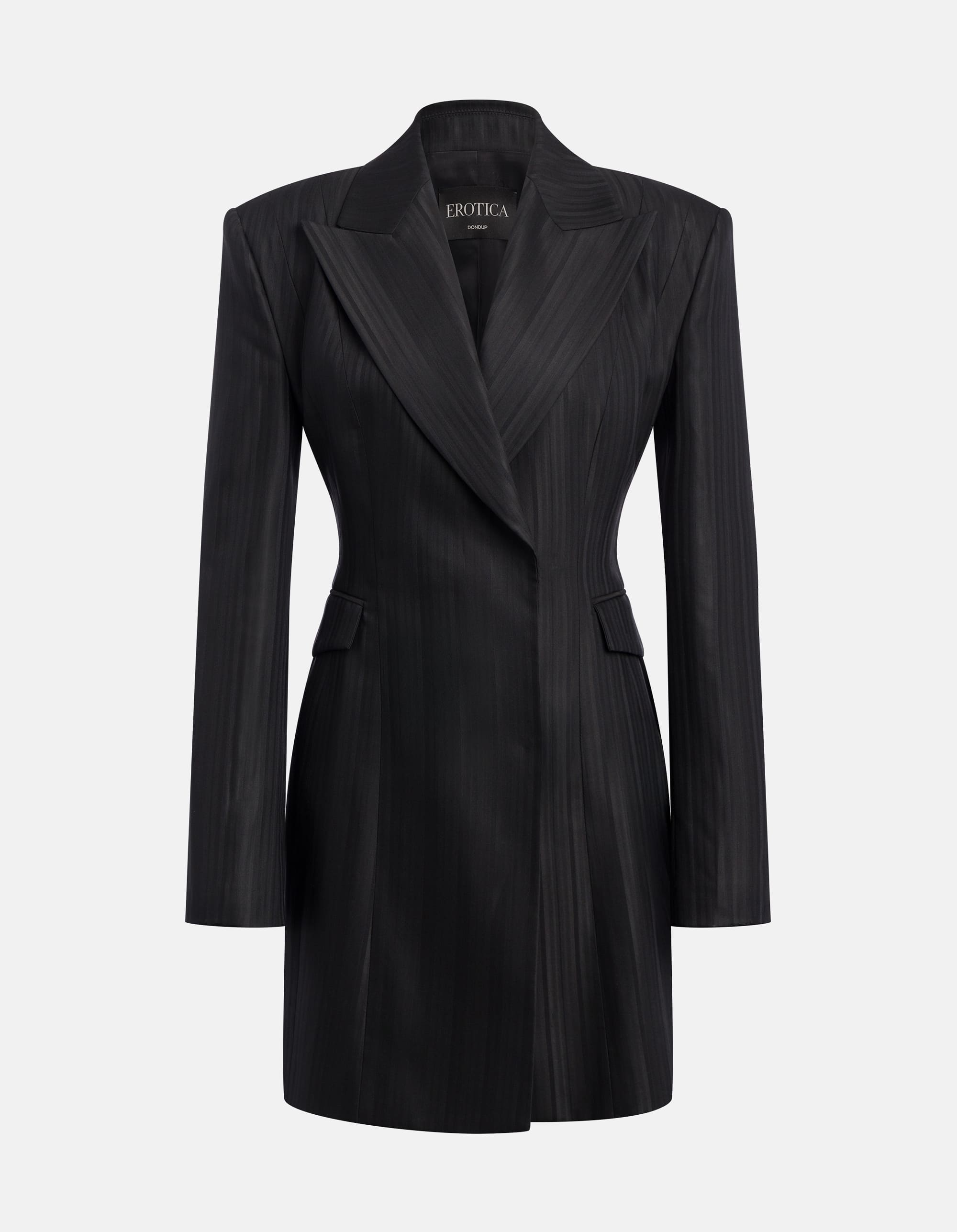 Miniabito robe-manteau in gessato lana e viscosa