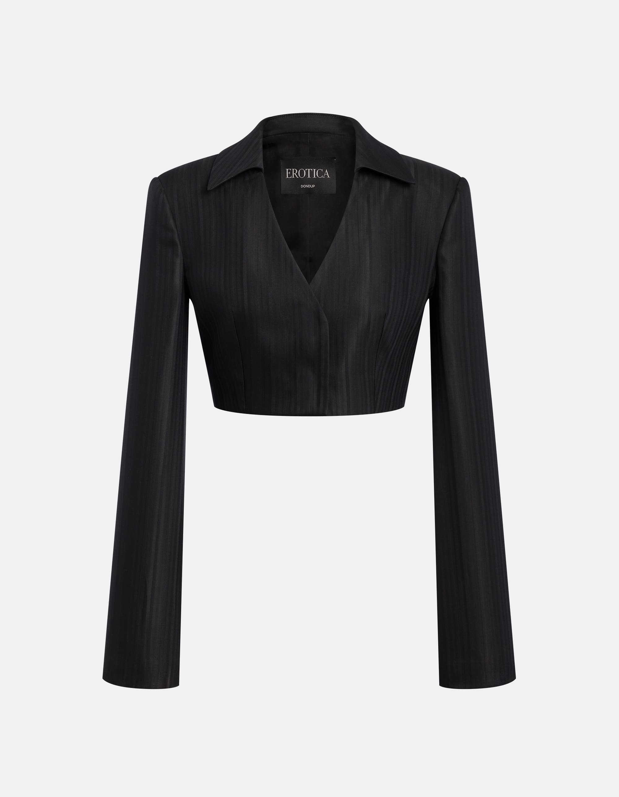 Blazer cropped in gessato lana e viscosa