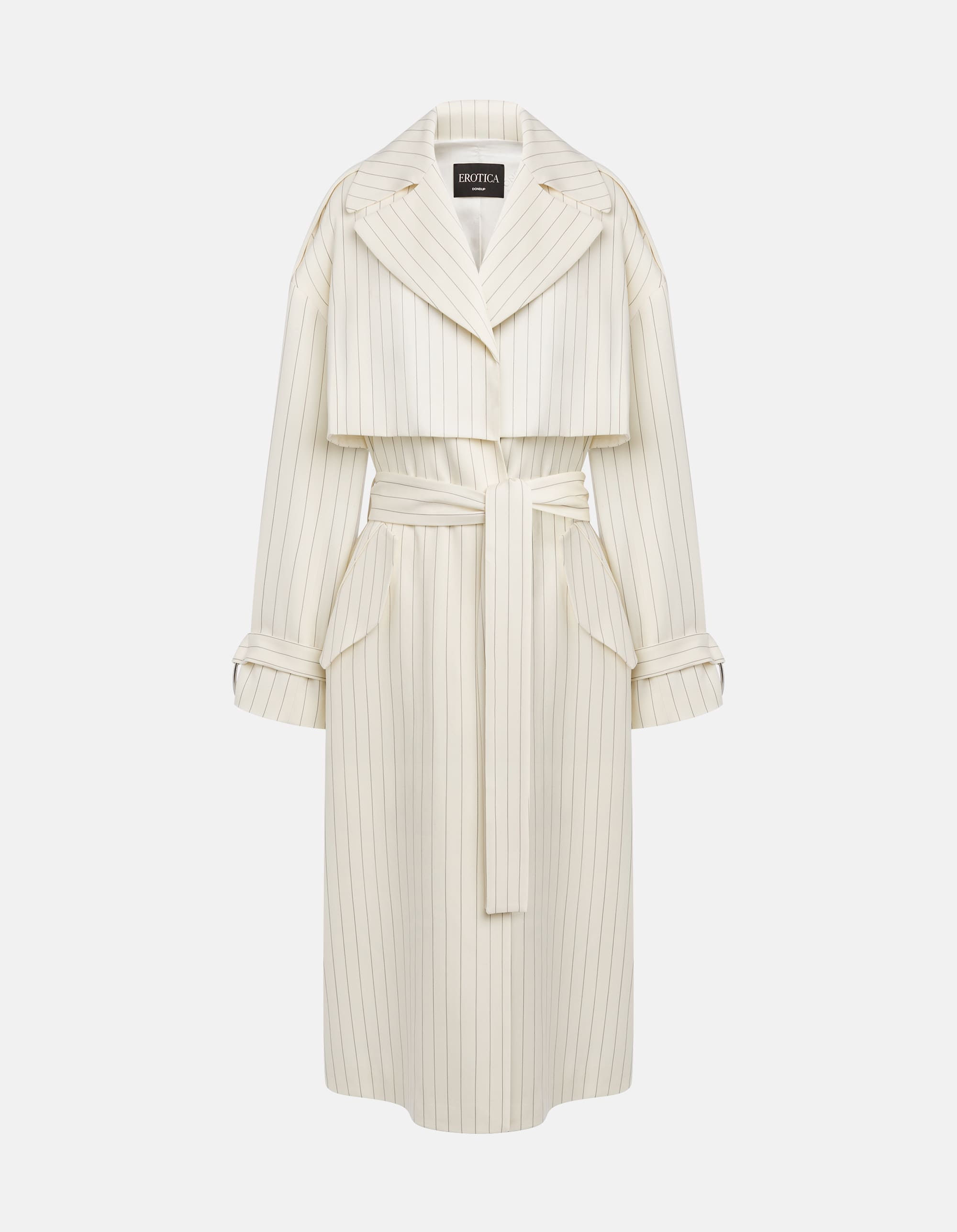 Trenchcoat in fresco di lana gessato