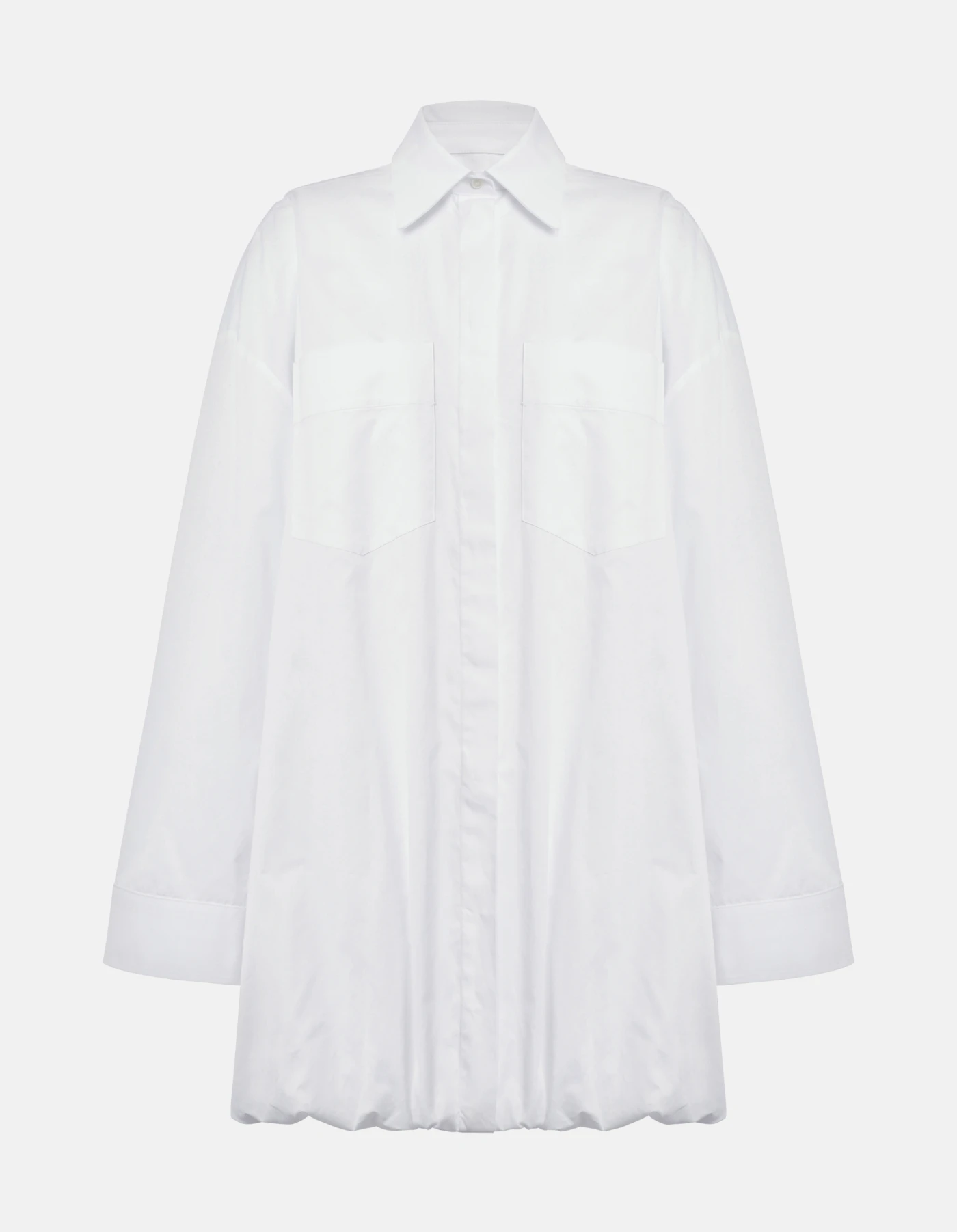 Short yarn-dyed gabardine dress