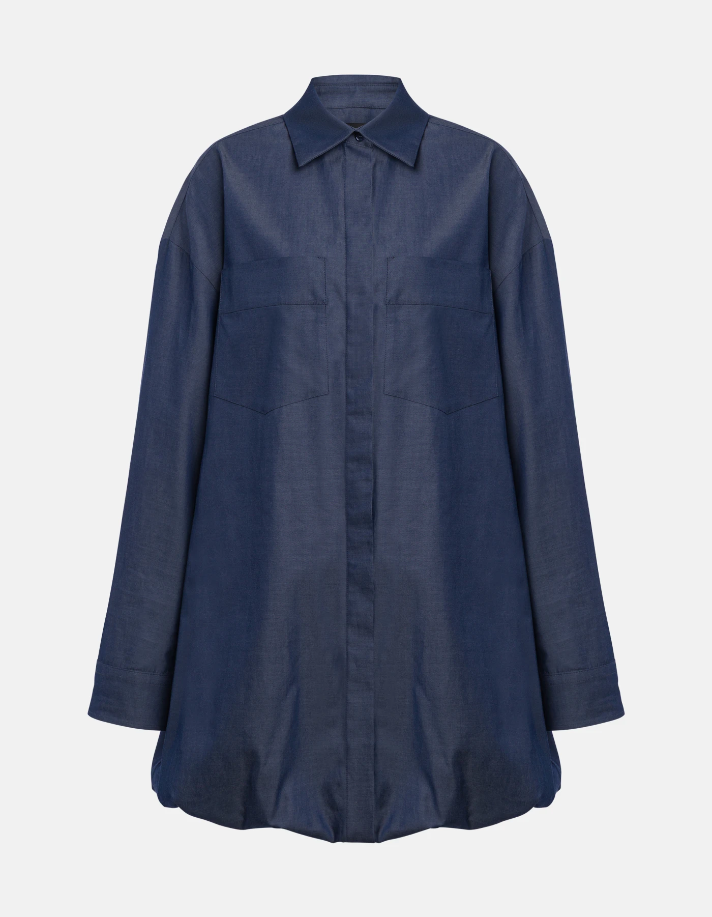 Short yarn-dyed gabardine dress