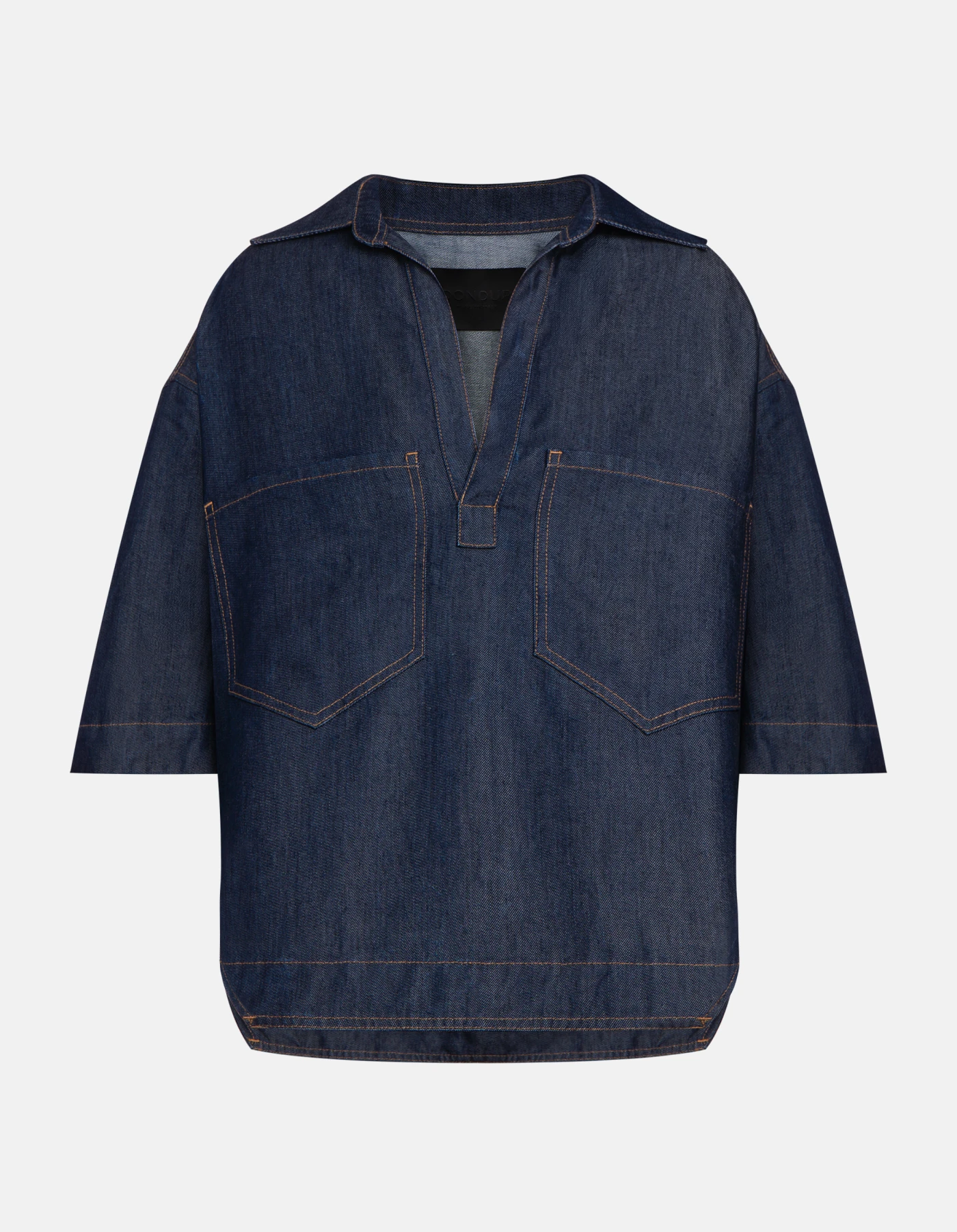 Regular-fit rigid lyocell denim shirt