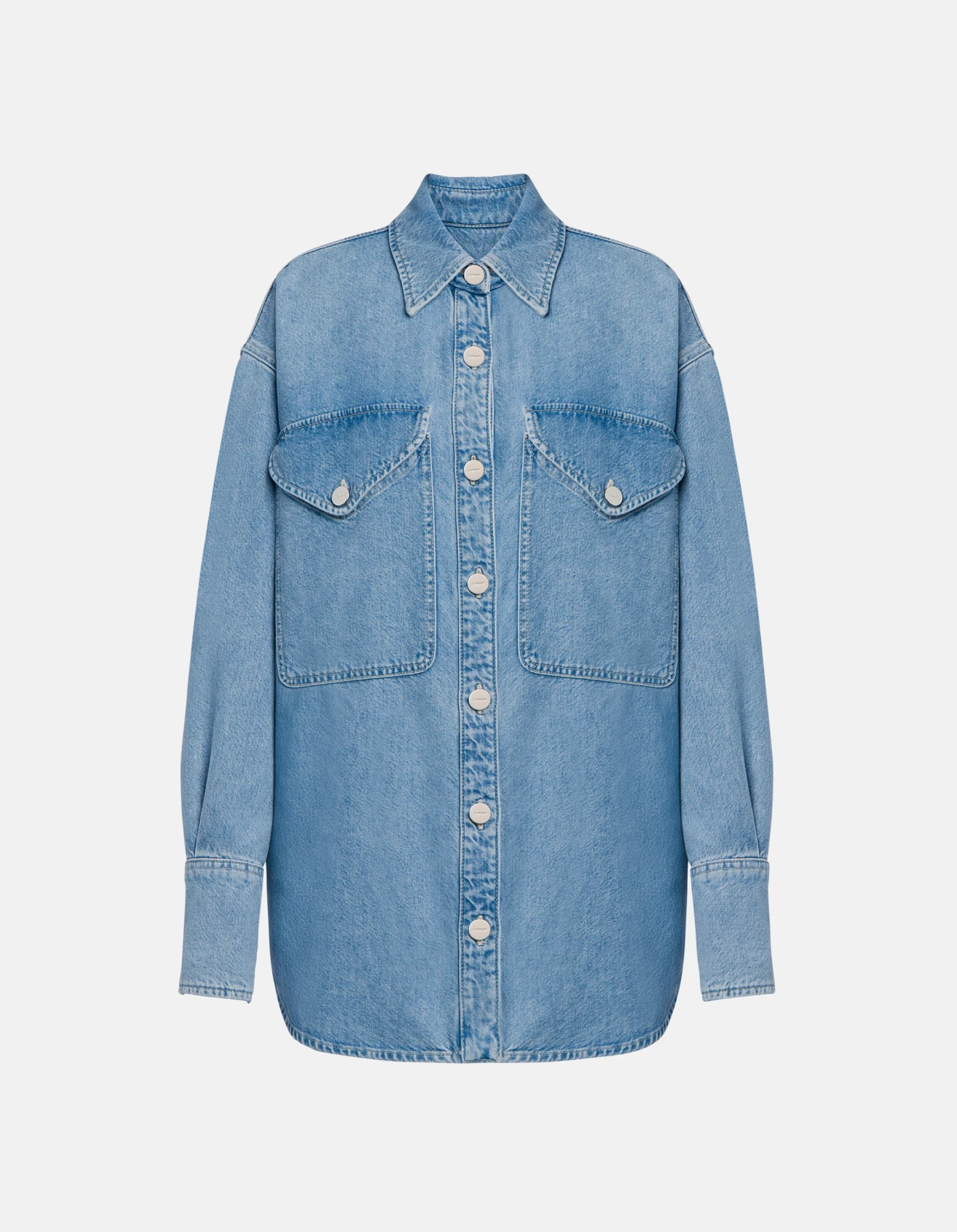 Oversized shirt in rigid cotton and lyocell denim