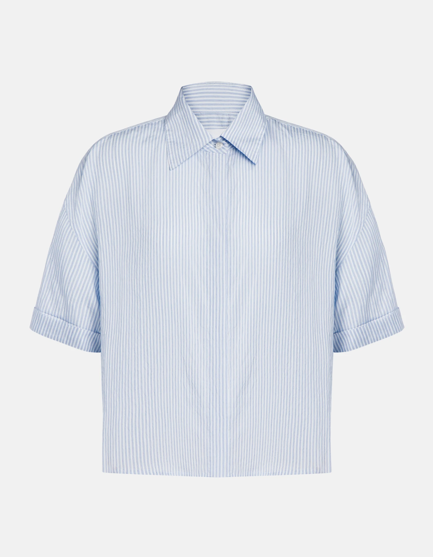 Striped viscose boxy-fit shirt