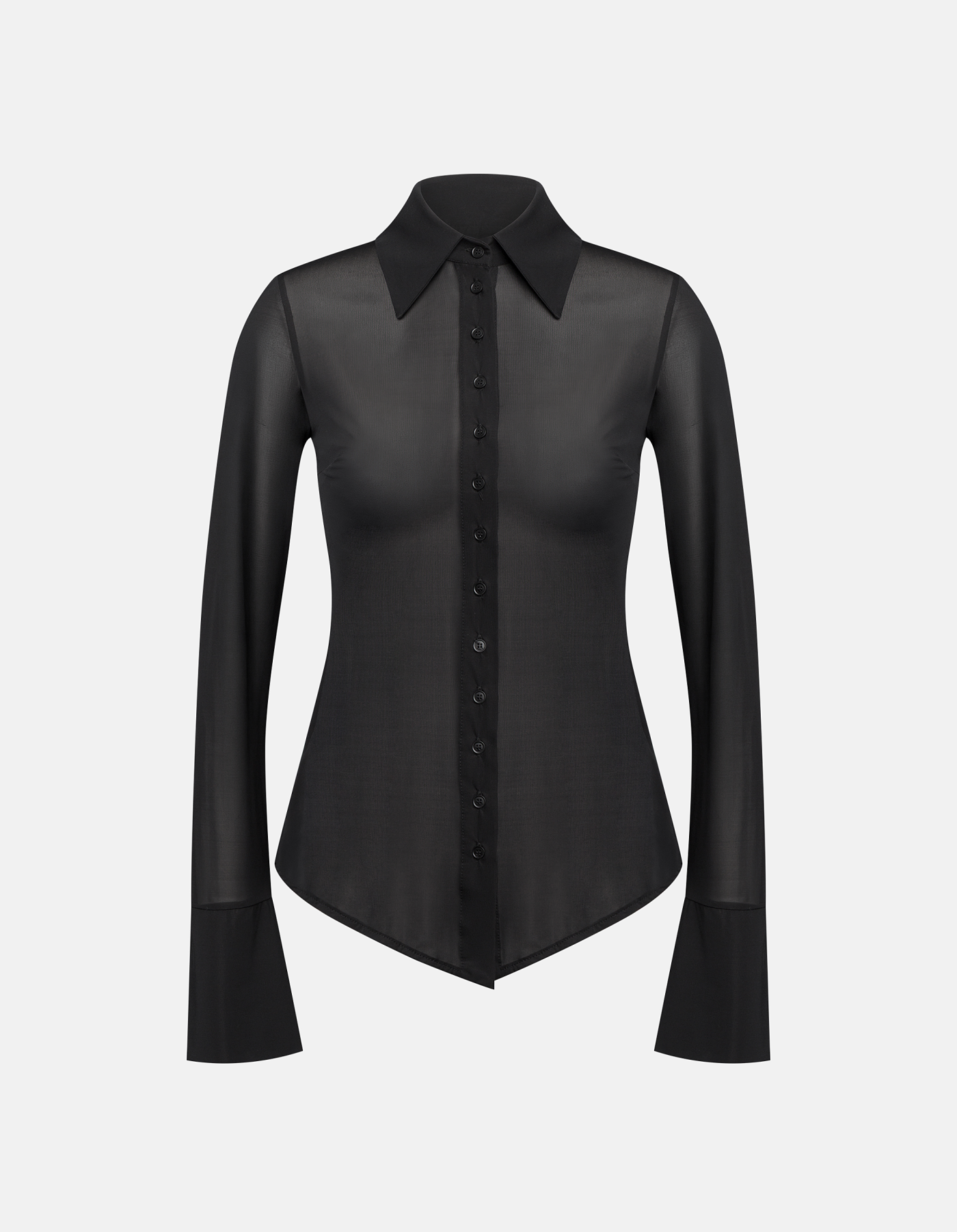 Slim-fit tulle shirt