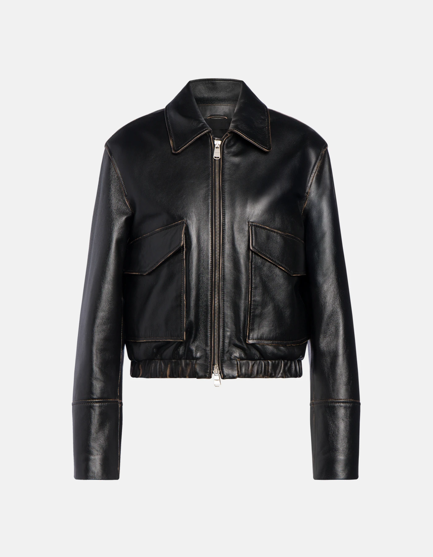 Slim-fit bomber jacket in used-effect nappa leather