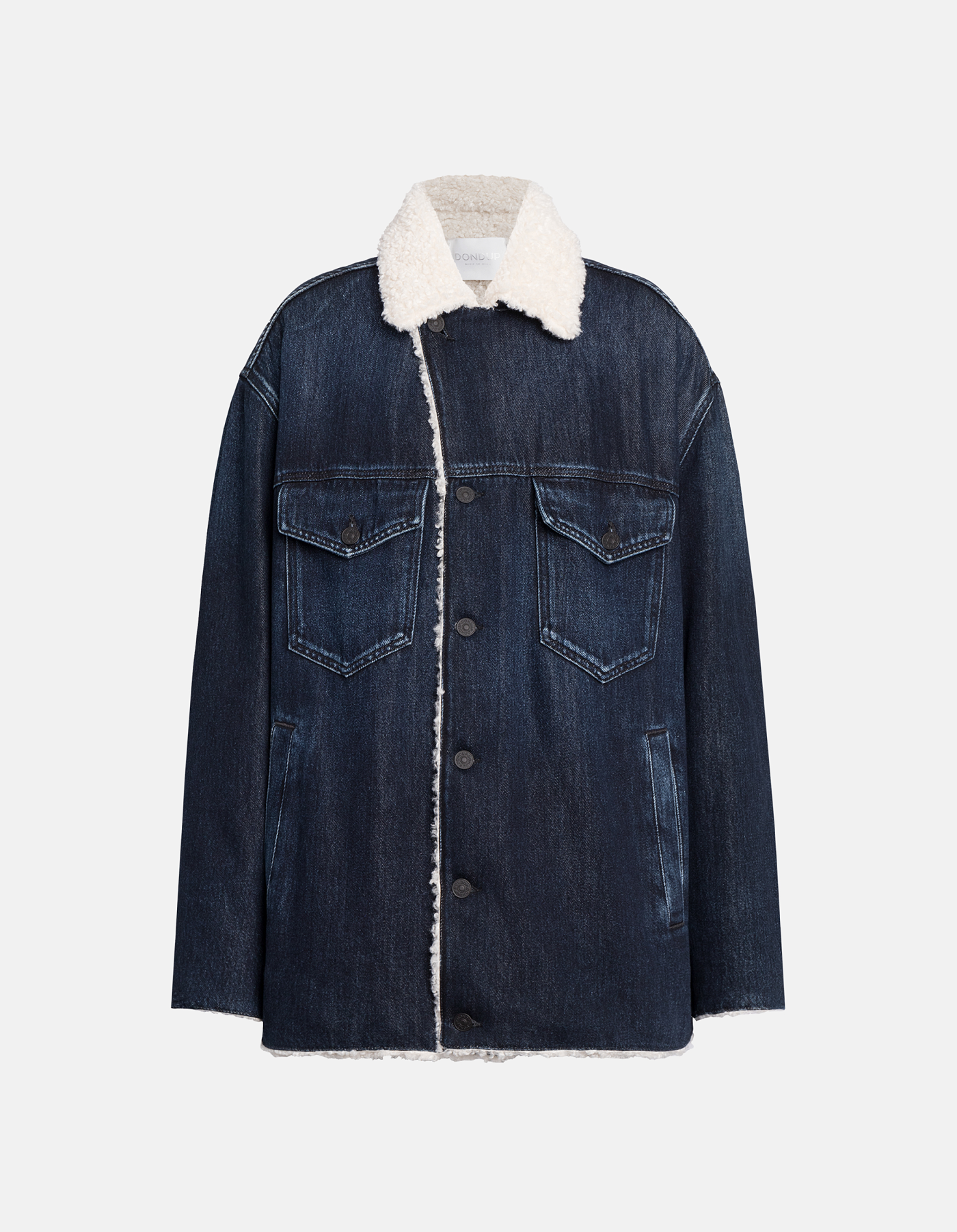 Oversized jacket in rigid denim cotton and lyocell