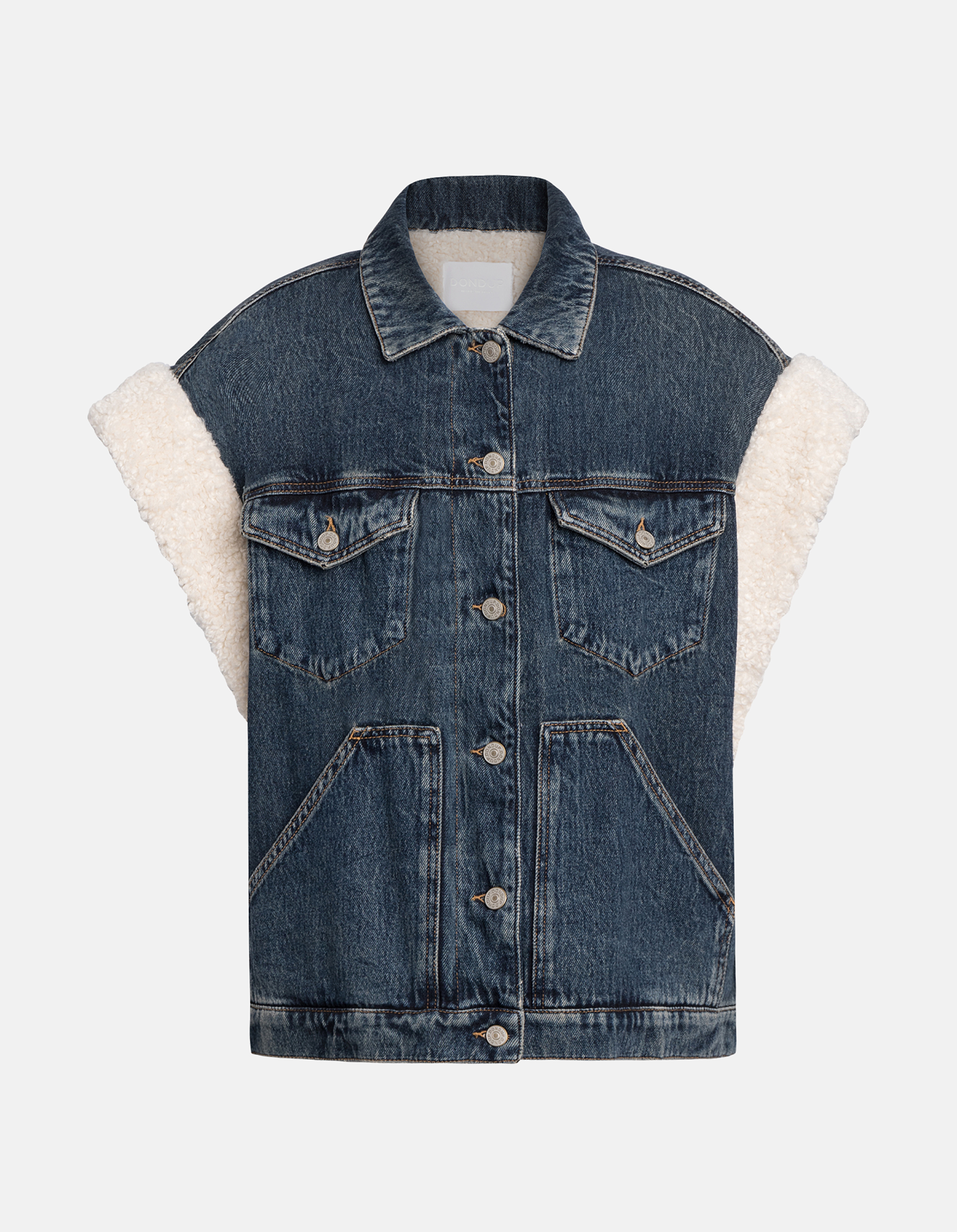 Oversized vest in rigid denim cotton and lyocell