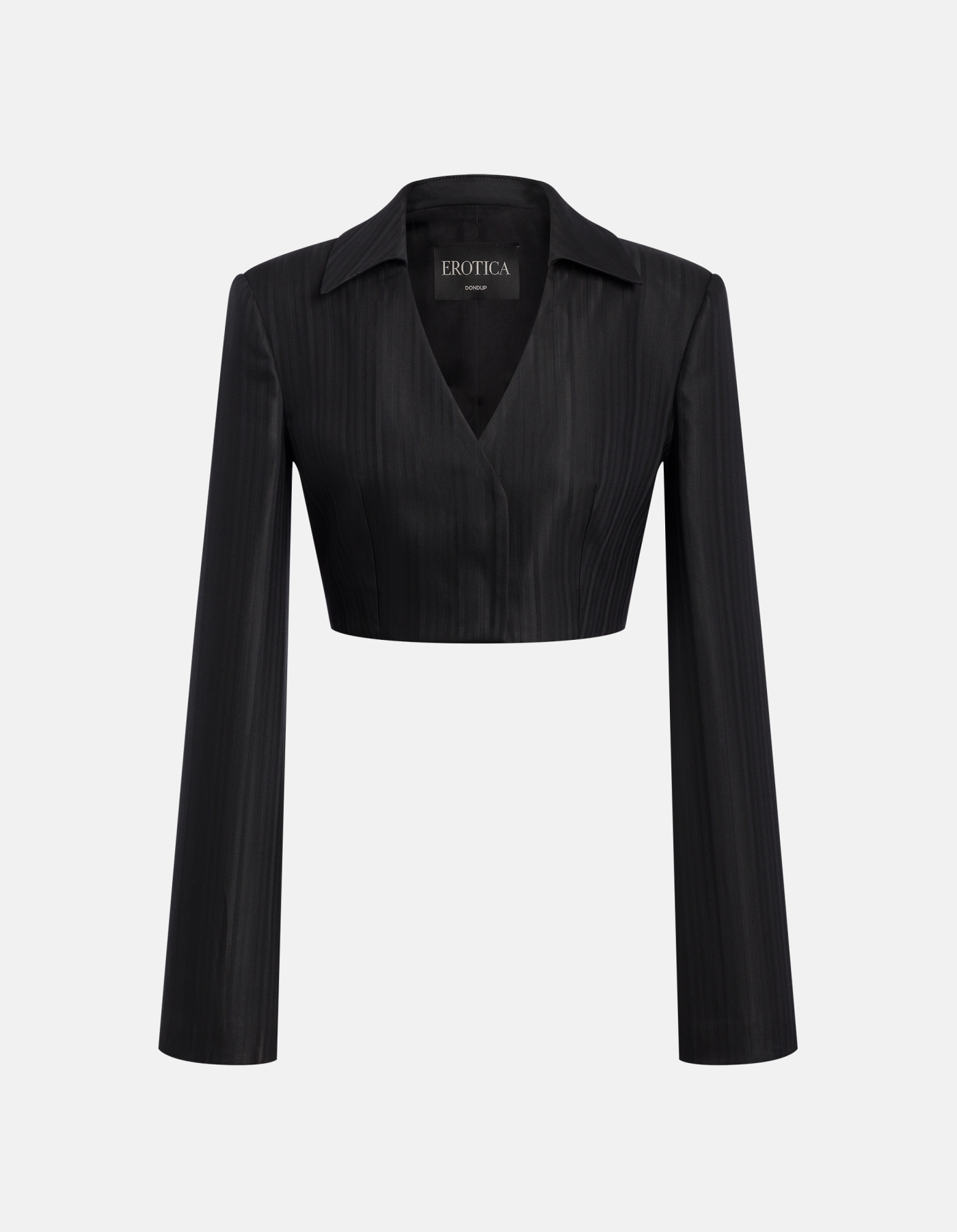 Blazer cropped in gessato lana e viscosa