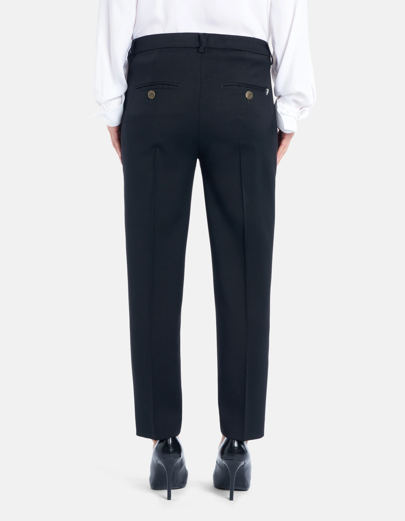 Loose-Fit Hose Nima aus Wollgabardine für Damen, schwarz