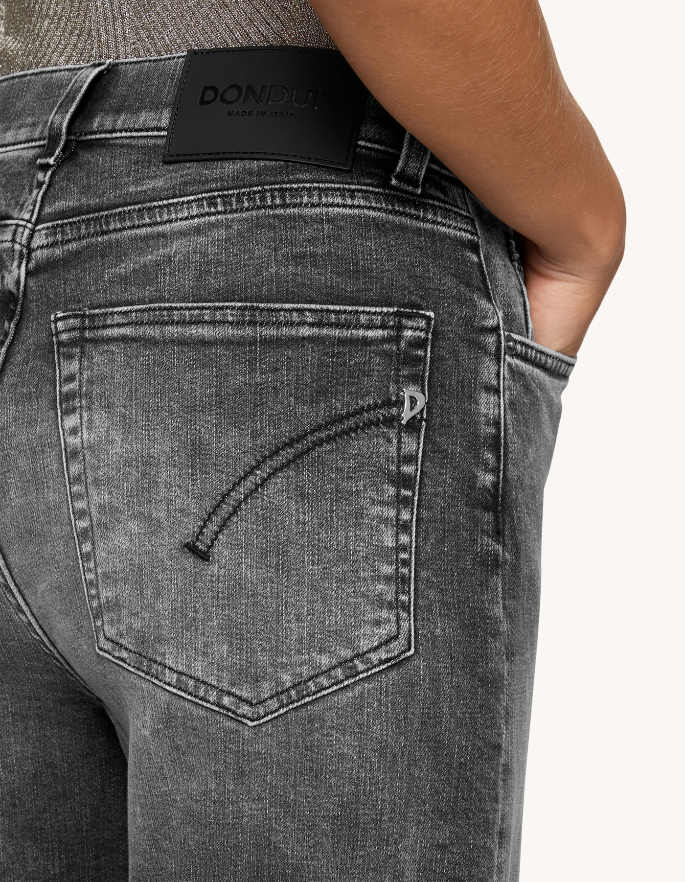 Jeans Amber wide leg in denim stretch da donna, nero | Dondup