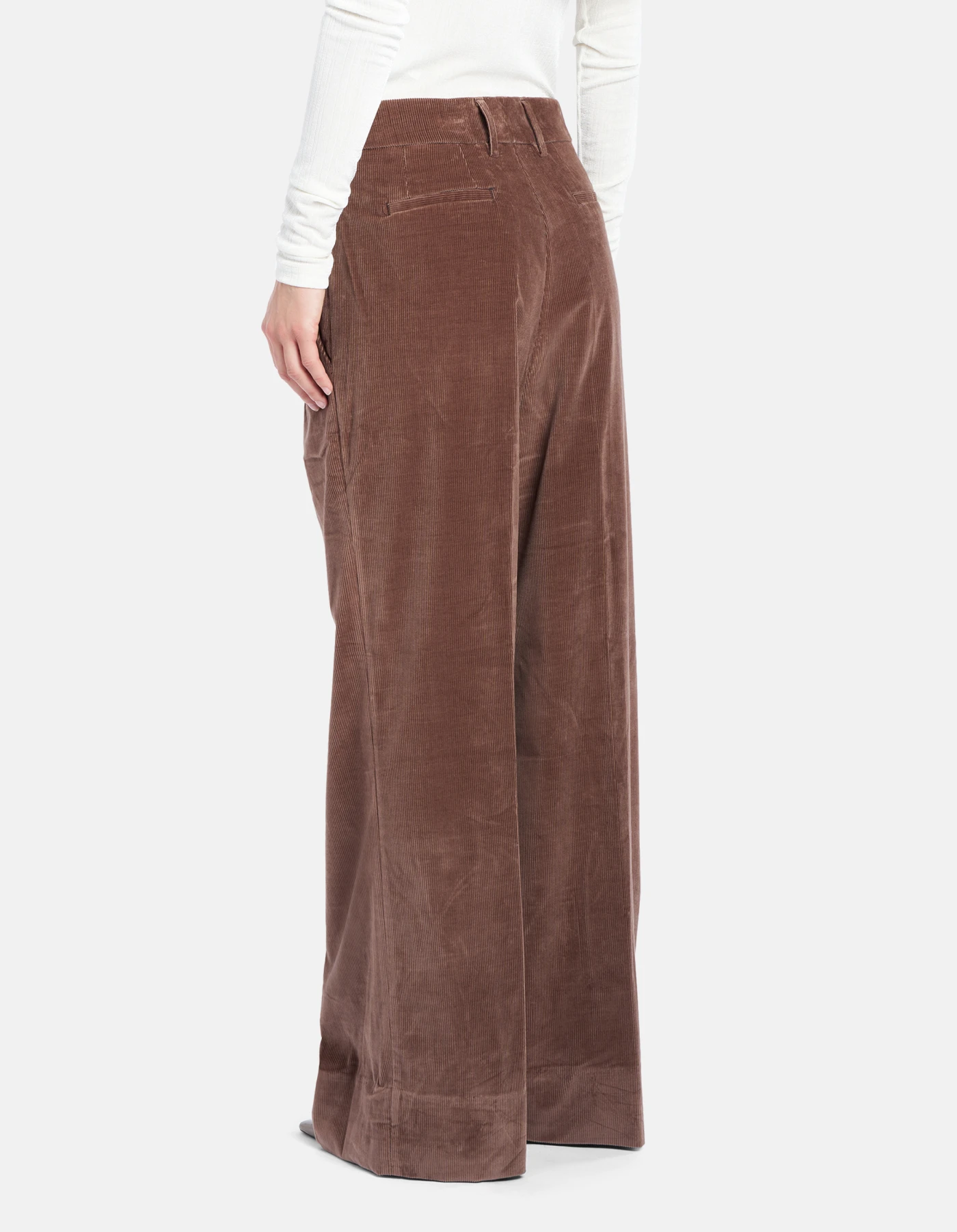 Eloise wide-leg trousers in corduroy for women, dusky pink