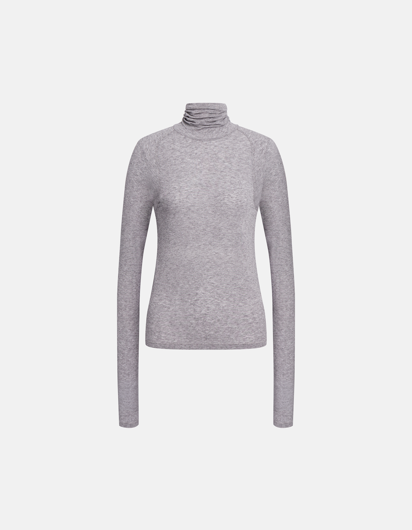 Slim-fit polo neck T-shirt in modal and wool