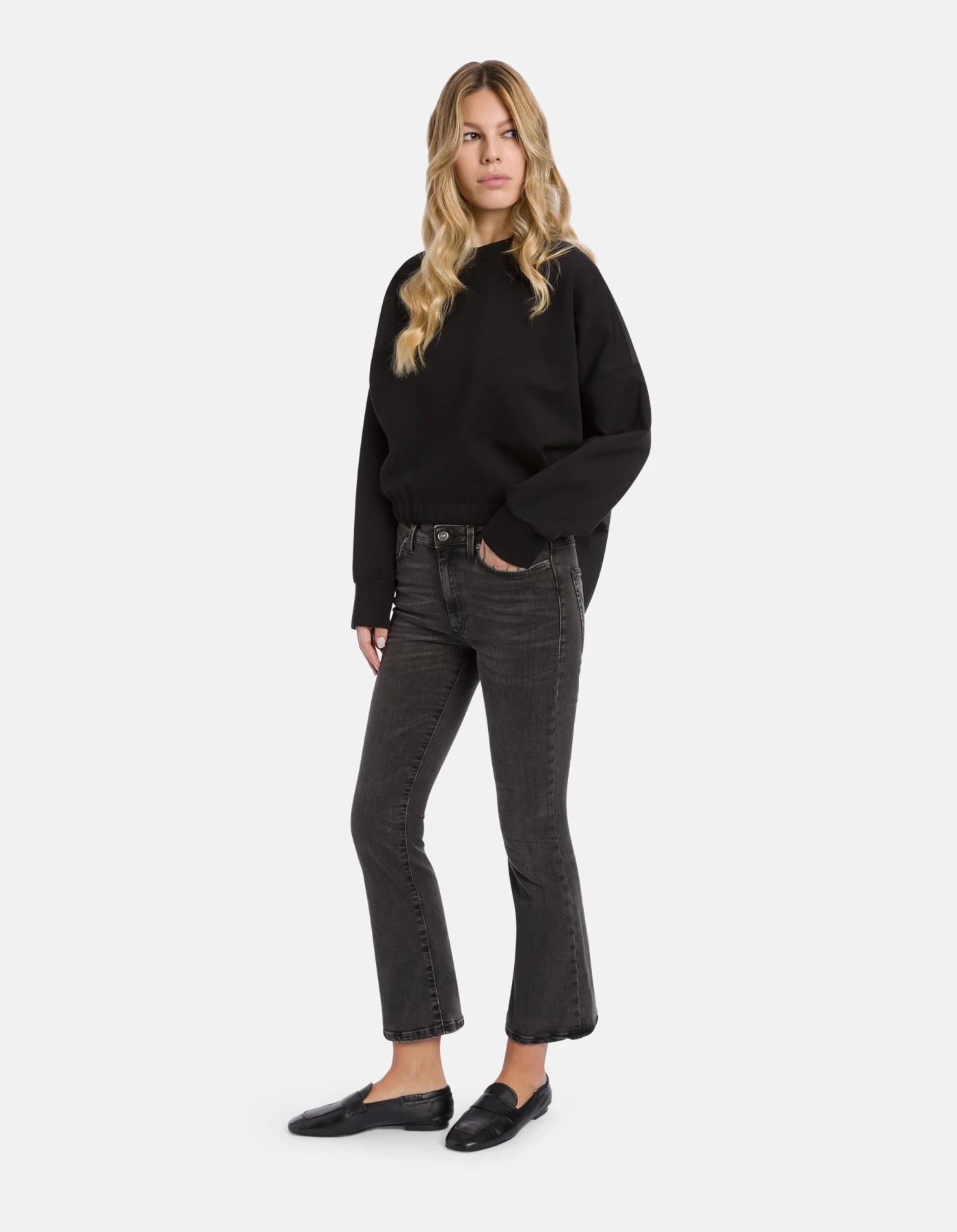 Regular-fit crew-neck sweatshirt in double jersey and poplin for