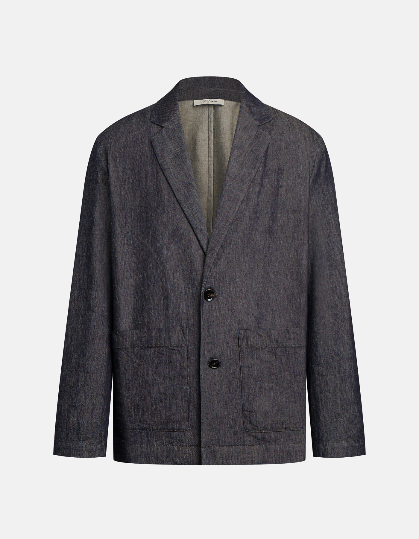 Regular-fit single-breasted blazer in rigid silk denim