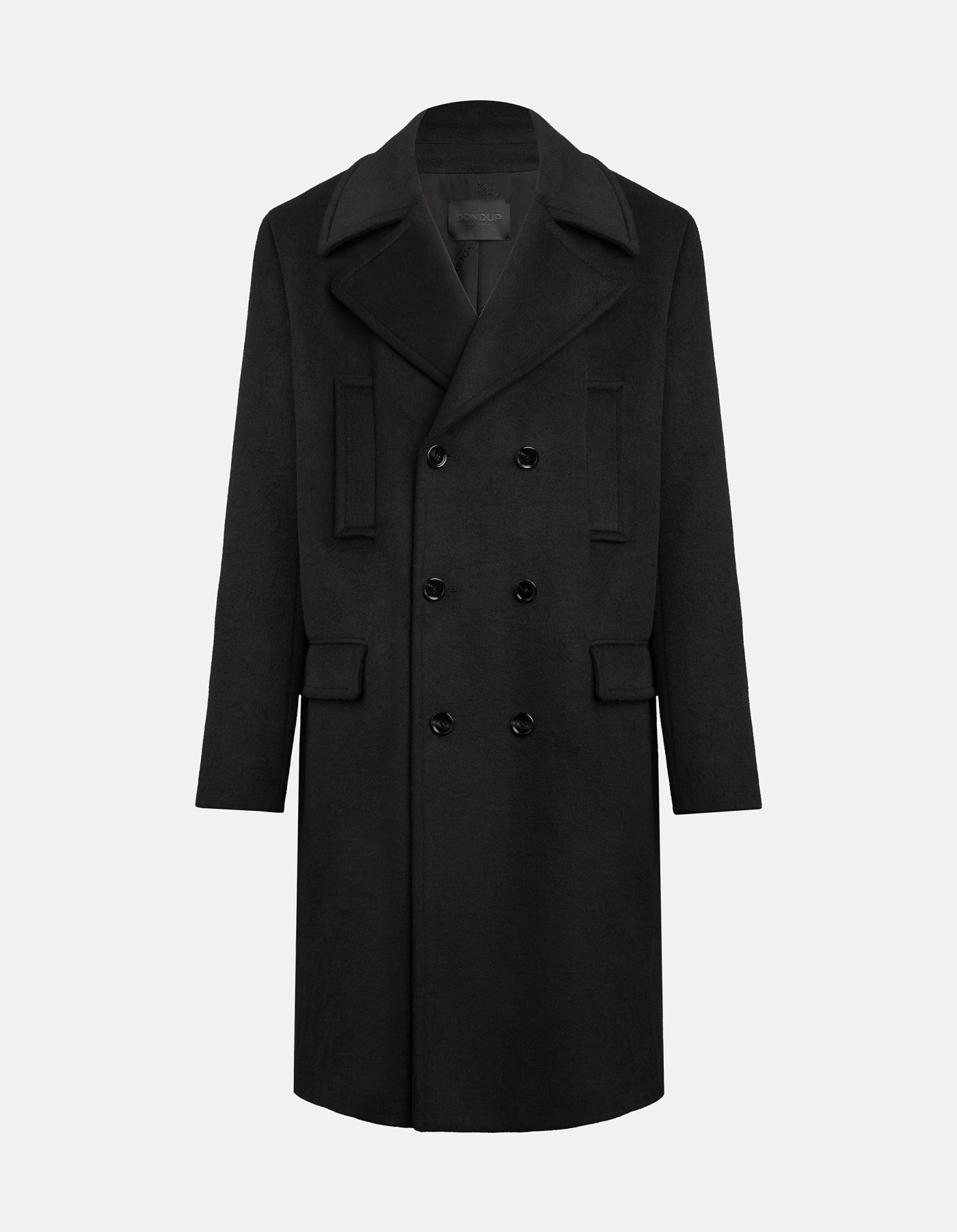 Double-breasted regular-fit coat in wool-blend velour