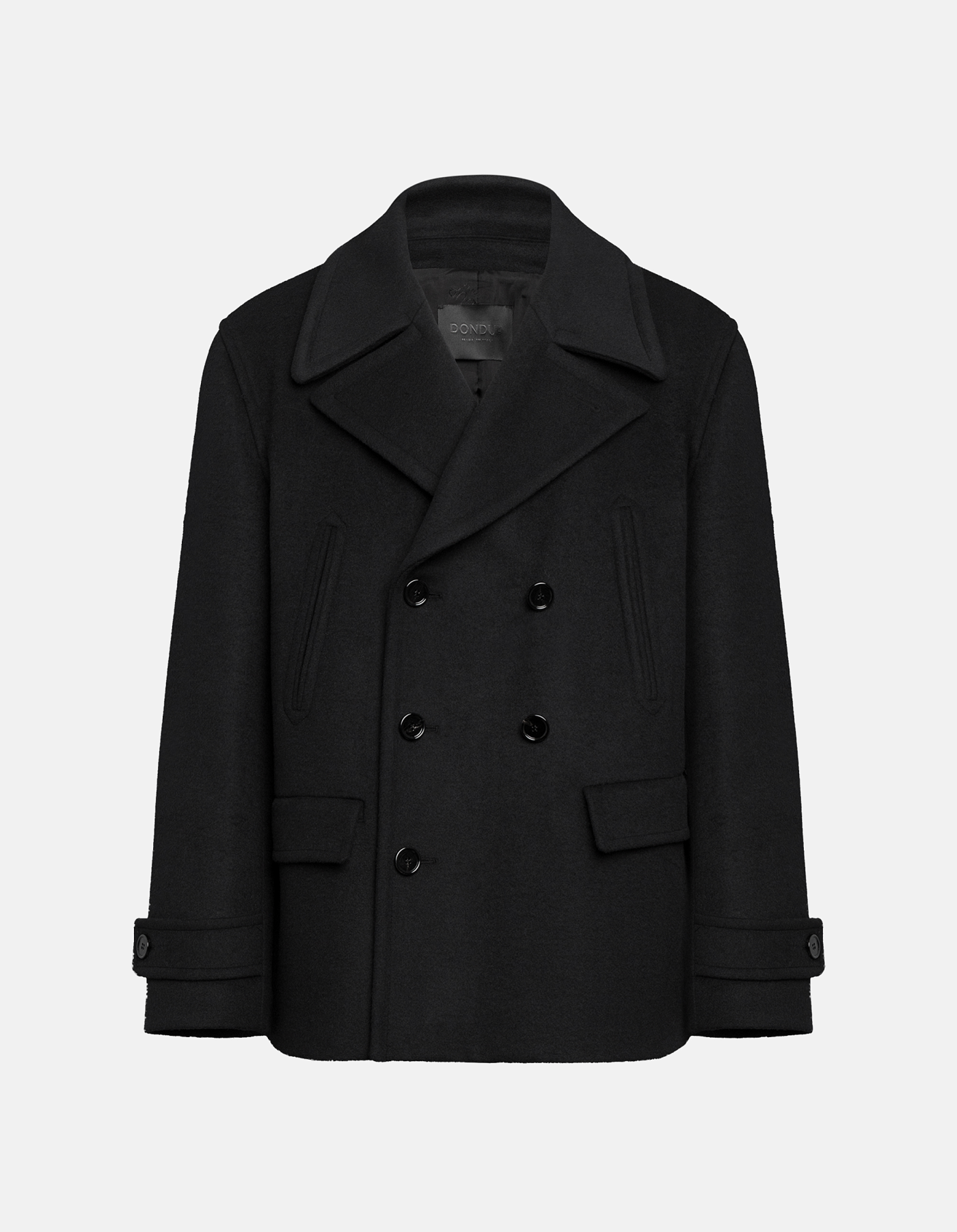 Double-breasted regular-fit peacoat in wool-blend velour
