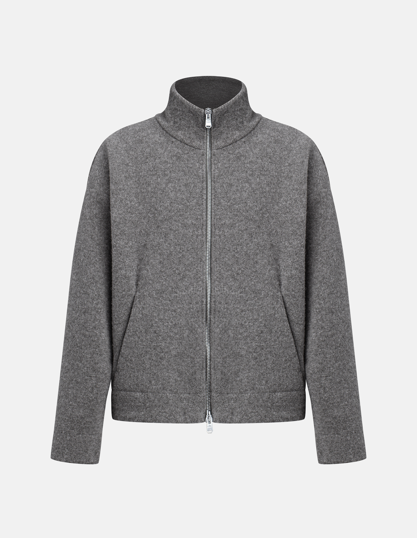 Regular-fit double wool bomber jacket
