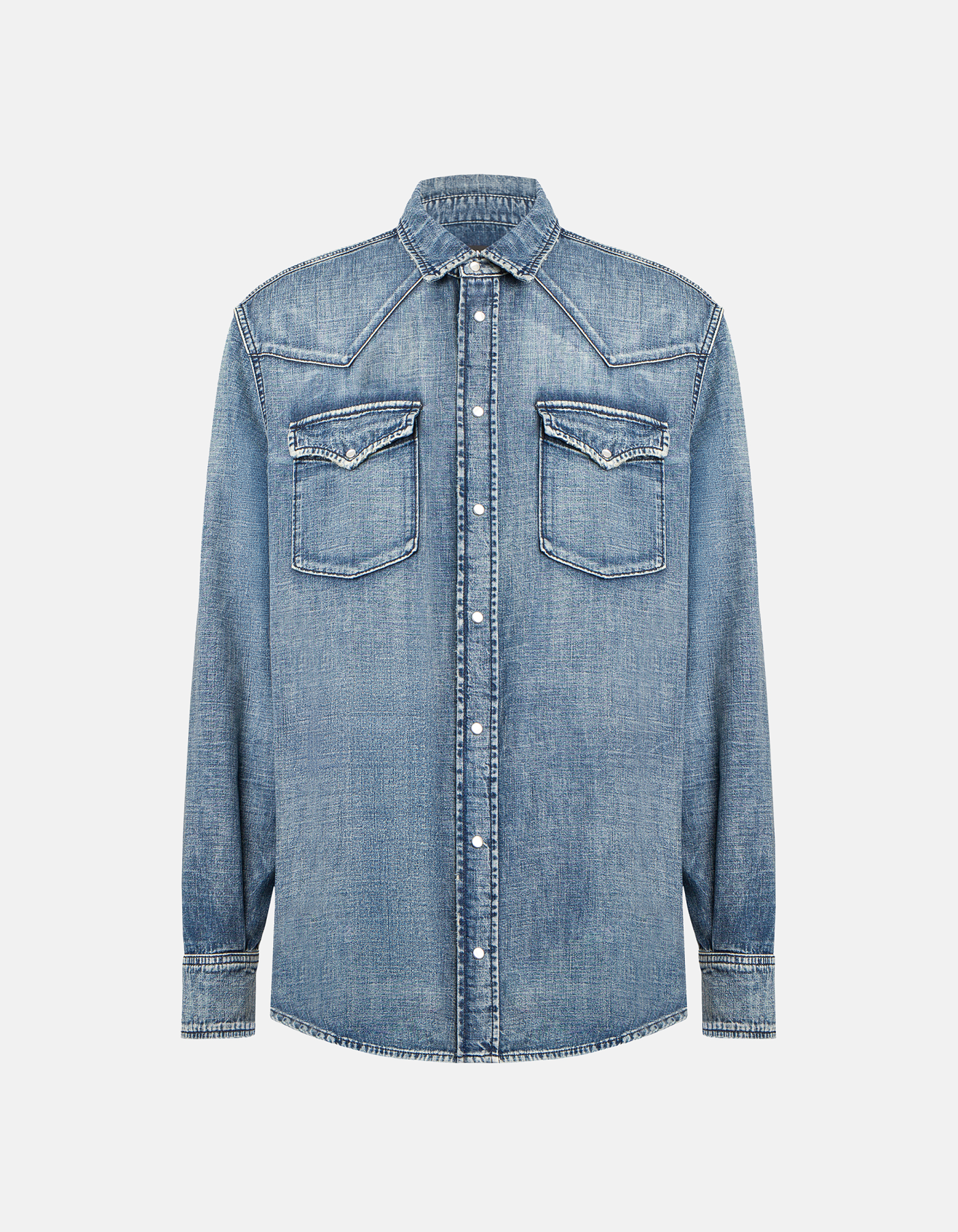 Regular-fit Western-style shirt in rigid denim