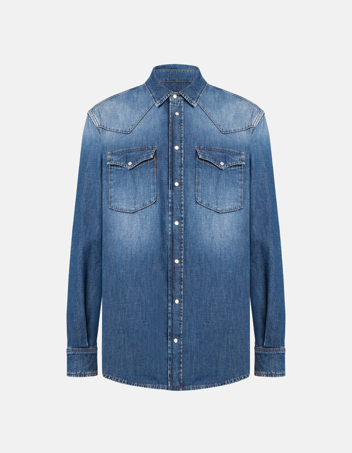 Regular-fit Western-style shirt in rigid denim