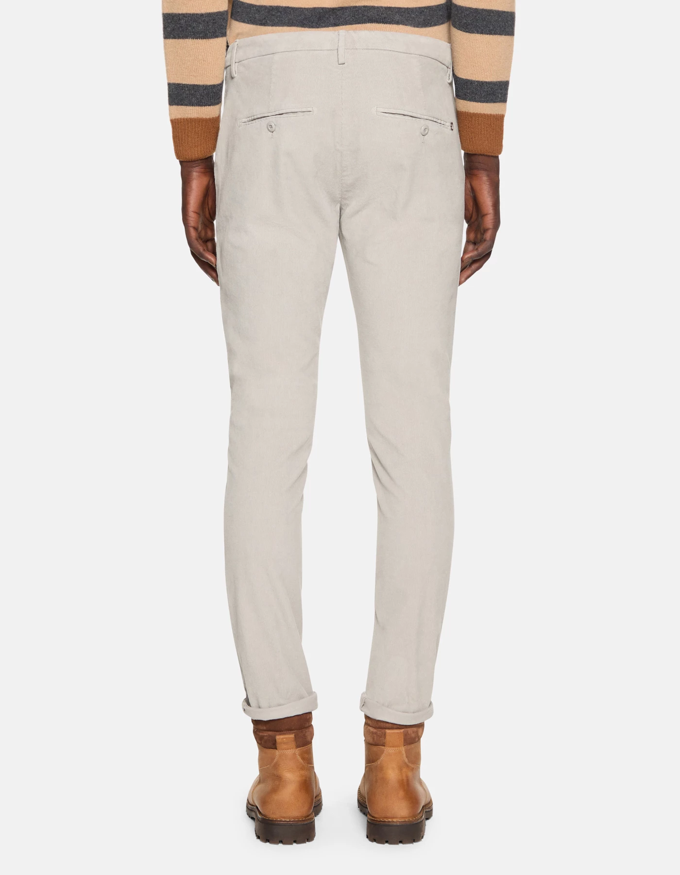 Pantaloni Gaubert slim in velluto grigio chiaro uomo Dondup