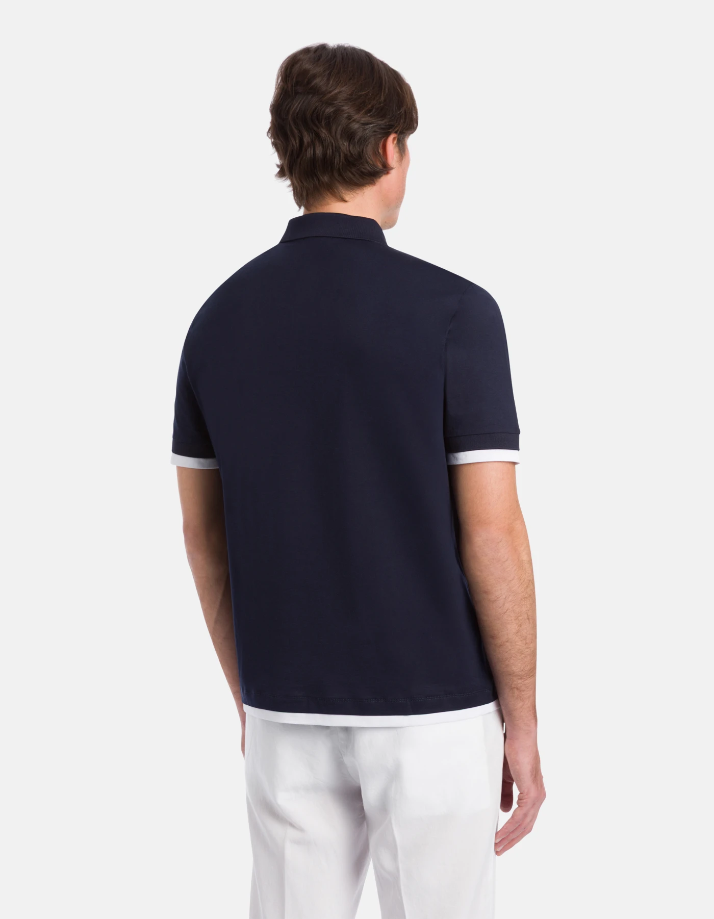Gdup メンズ 半袖100％COTTON Regular-fit jersey polo shirt for men, navy blue | Dondup