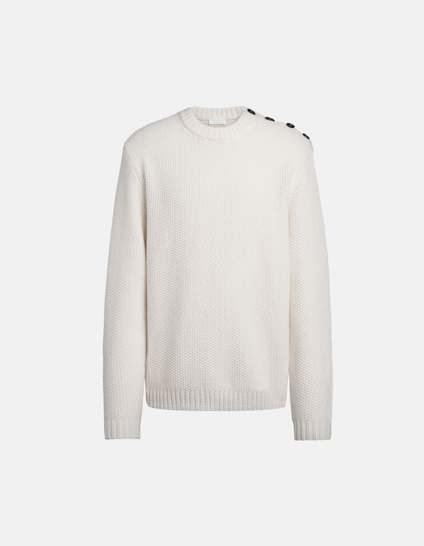 Crew-neck jumper in moss-stitch wool, regular fit