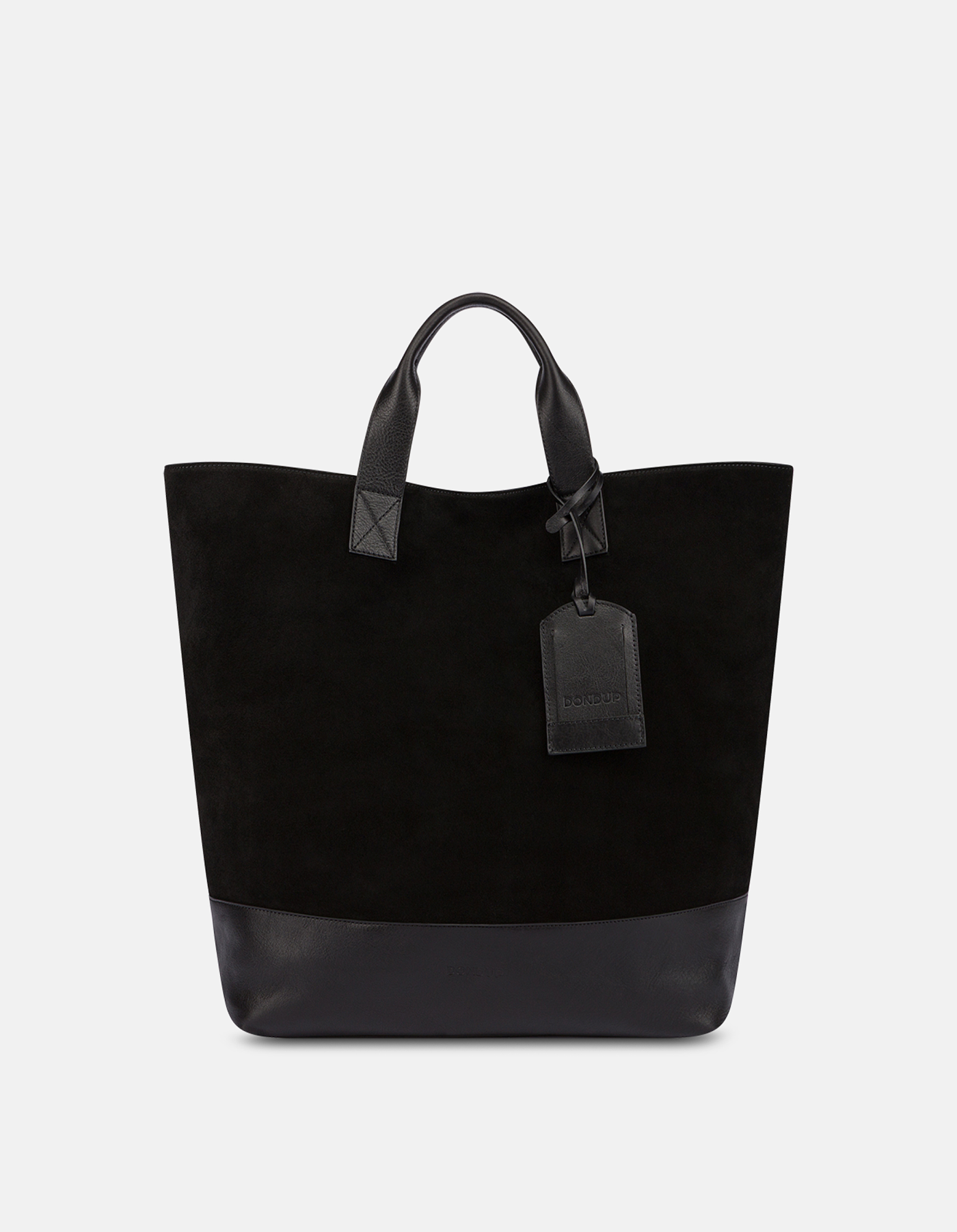 Shopper in split leather and leather