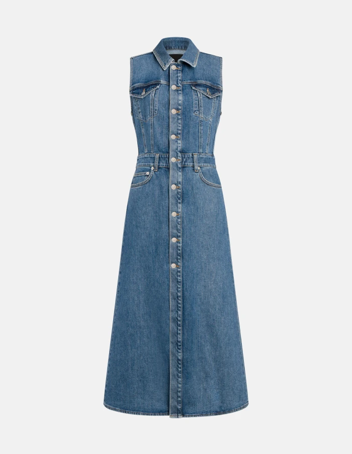 Long dress in stretch denim
