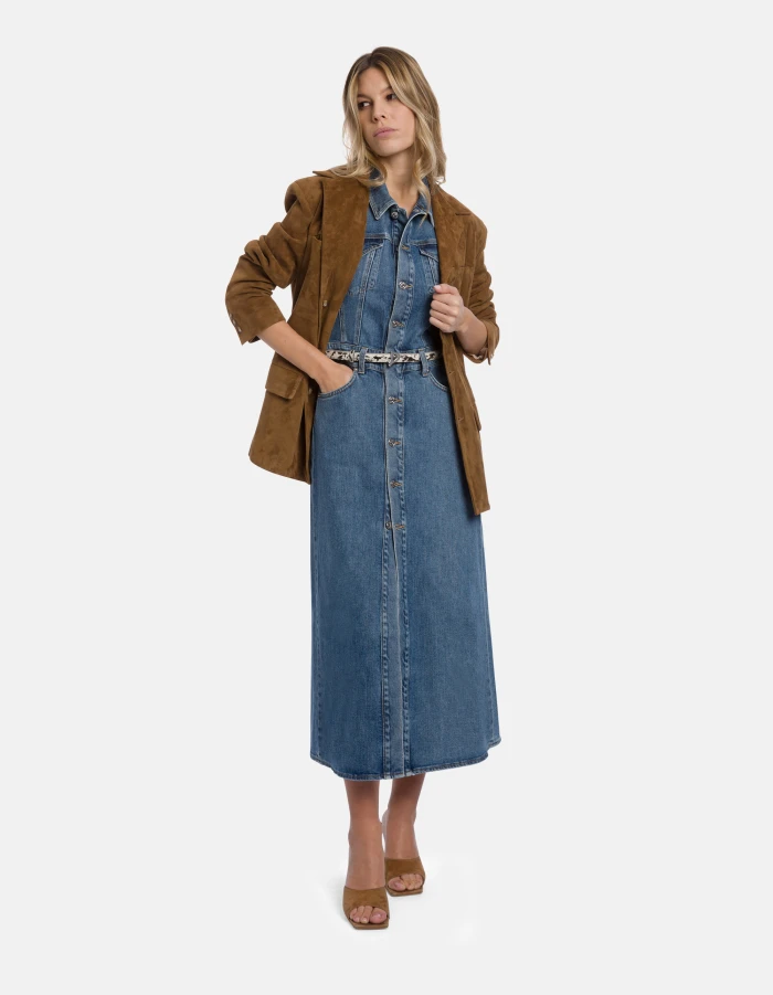 Long dress in stretch denim