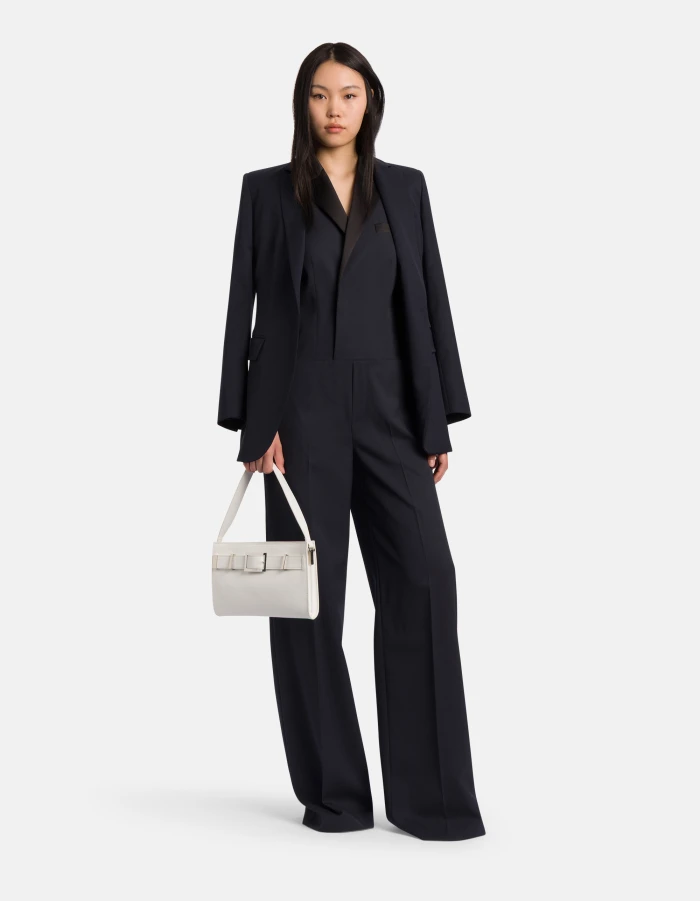 Regular-fit jumpsuit in wool-blend gabardine