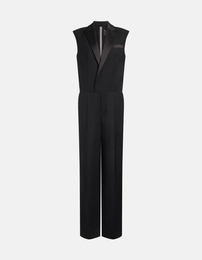 Regular-fit jumpsuit in wool-blend gabardine