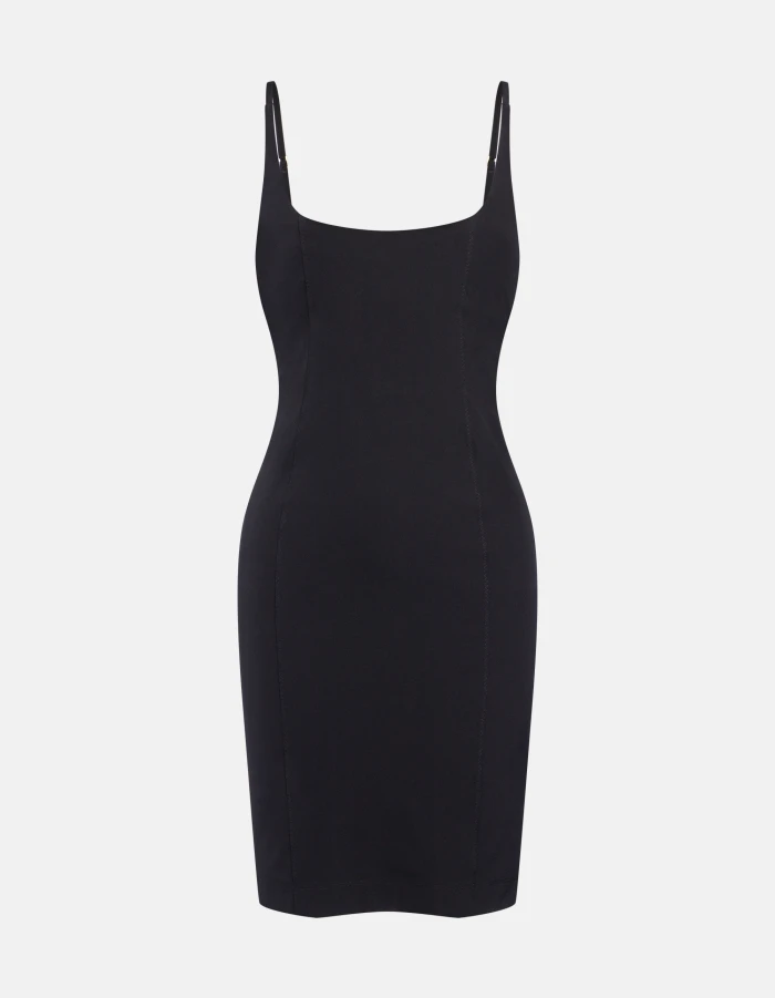 Bi-stretch plain weave midi dress