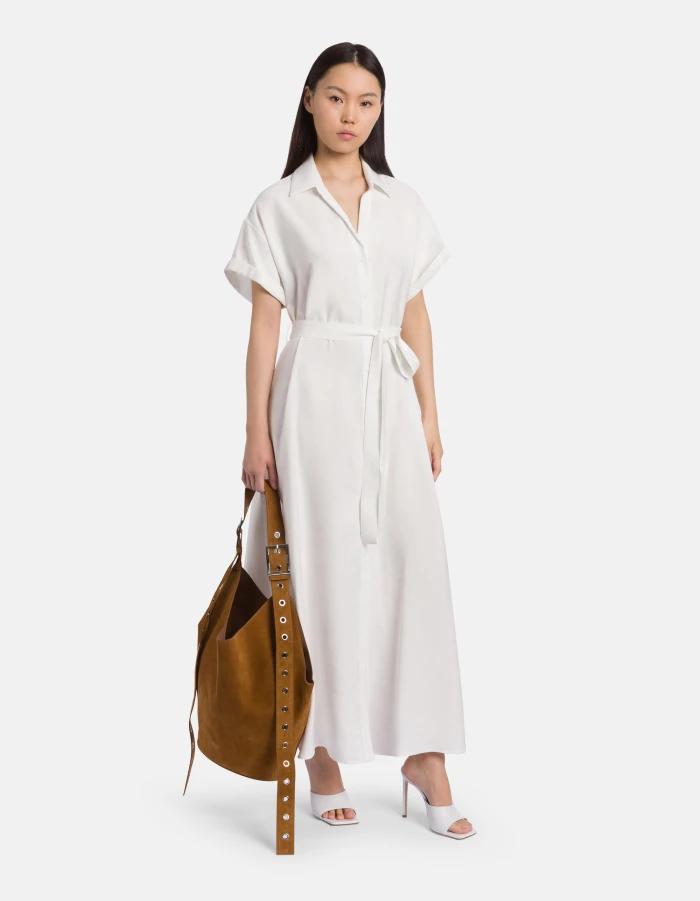 Langes Kleid aus Viskosegabardine