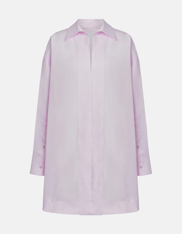 Short yarn-dyed gabardine dress