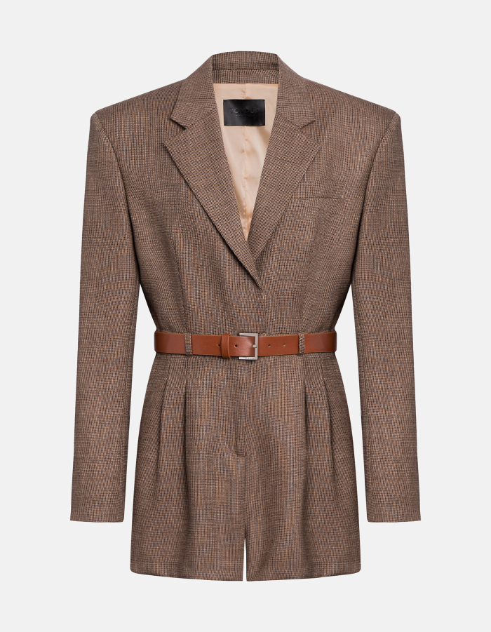 Wool short jumpsuit with pattern