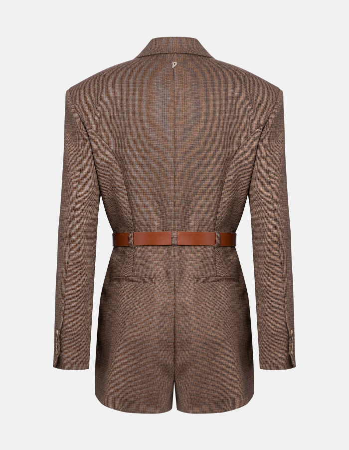 Wool short jumpsuit with pattern