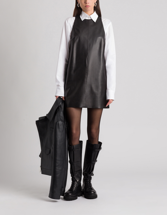 Short dress in nappa leather