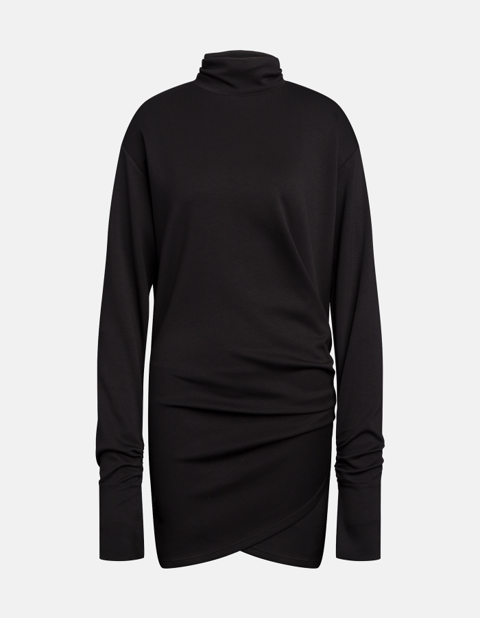 Short dress in viscose-blend scuba fabric