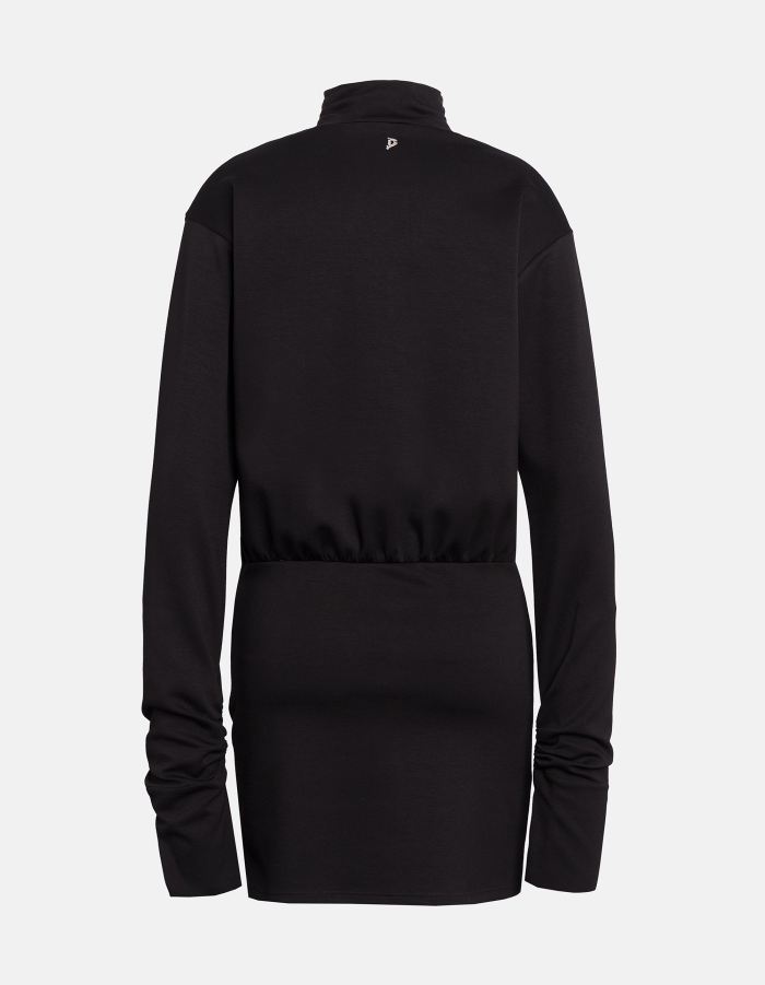 Short dress in viscose-blend scuba fabric