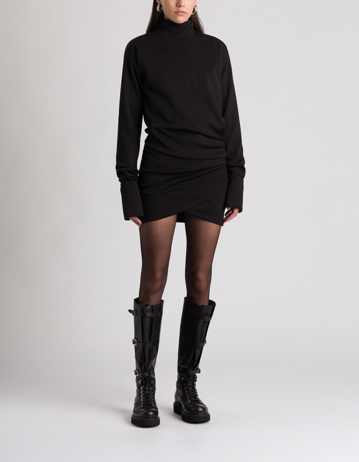 Short dress in viscose-blend scuba fabric