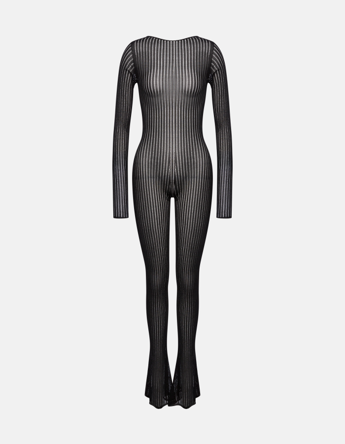 Jumpsuit slim in maglia a costa