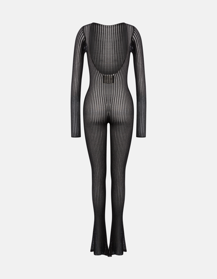 Jumpsuit slim in maglia a costa