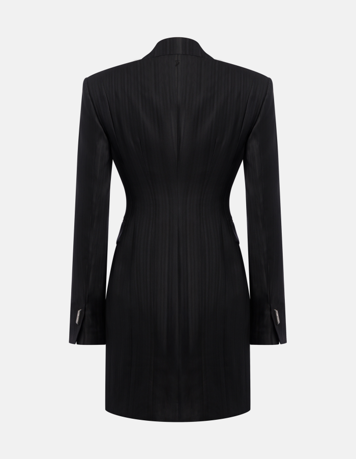 Miniabito robe-manteau in gessato lana e viscosa