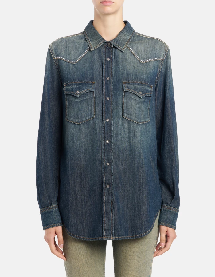 Camicia regular in denim fisso