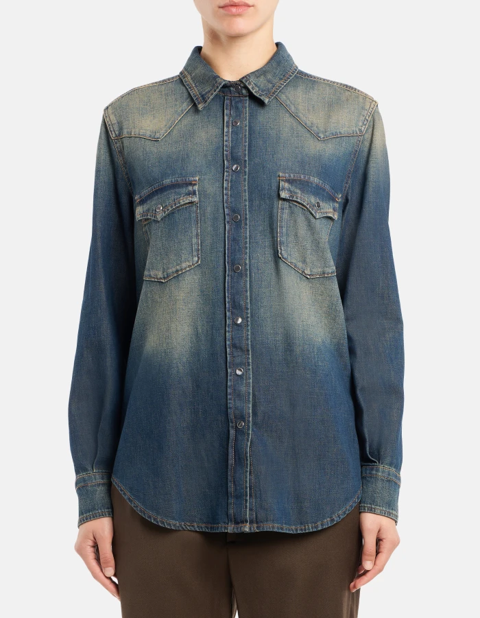 Camicia regular in denim fisso