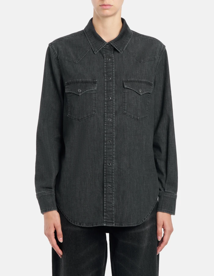 Camicia regular in denim stretch