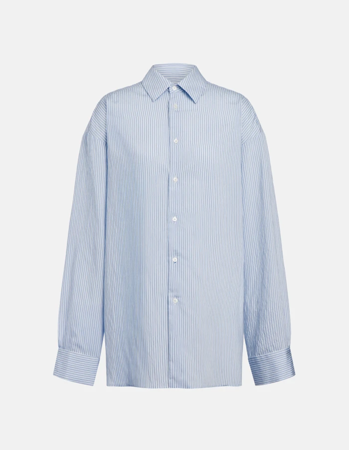 Loose-fit striped viscose shirt